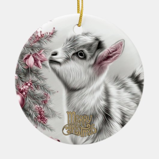 Baby Goat Christmas 15 and YOUR PHOTO Keramisch Ornament (Voorkant)