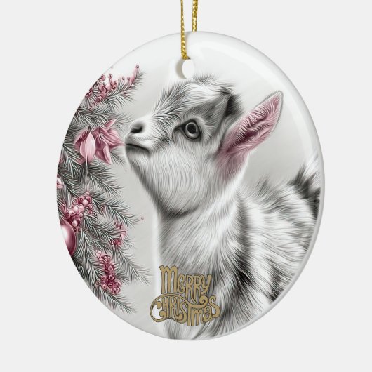 Baby Goat Christmas 15 and YOUR PHOTO Keramisch Ornament (Links)