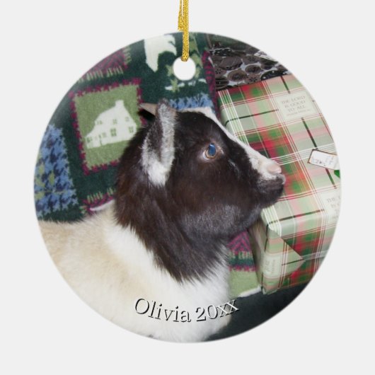 Baby Goat Christmas 15 and YOUR PHOTO Keramisch Ornament (Achterkant)