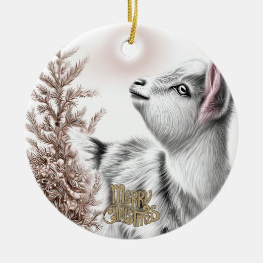 Baby Goat Christmas 16 and YOUR PHOTO Keramisch Ornament (Voorkant)