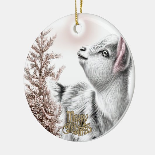 Baby Goat Christmas 16 and YOUR PHOTO Keramisch Ornament (Links)