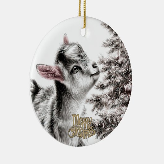Baby Goat Christmas 17 and YOUR PHOTO Keramisch Ornament (Rechts)
