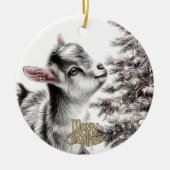 Baby Goat Christmas 17 and YOUR PHOTO Keramisch Ornament (Voorkant)
