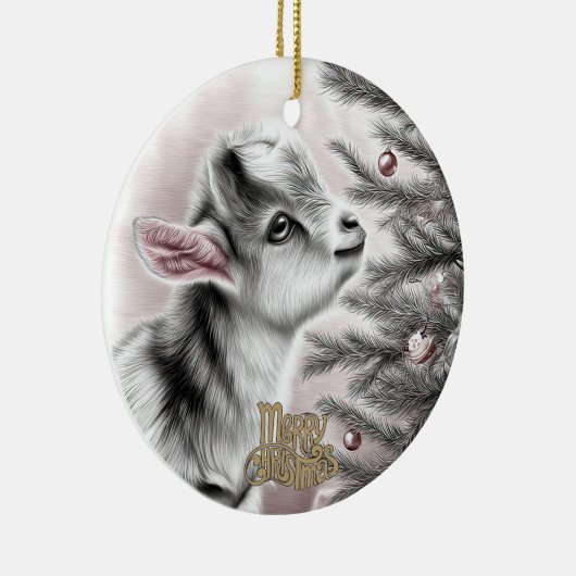 Baby Goat Christmas 19 and YOUR PHOTO Keramisch Ornament (Rechts)