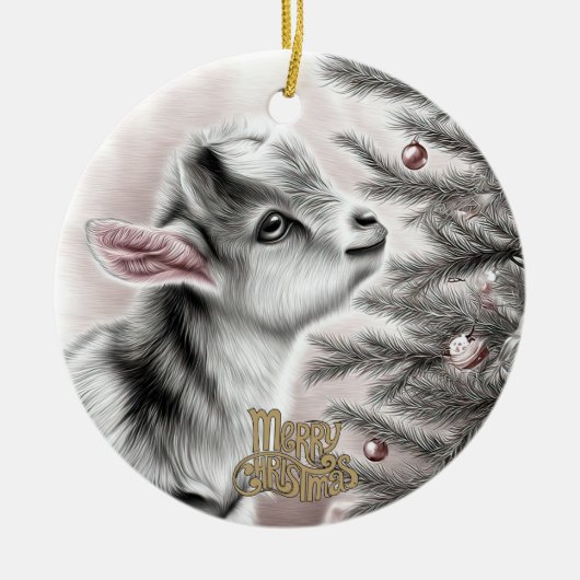 Baby Goat Christmas 19 and YOUR PHOTO Keramisch Ornament (Voorkant)