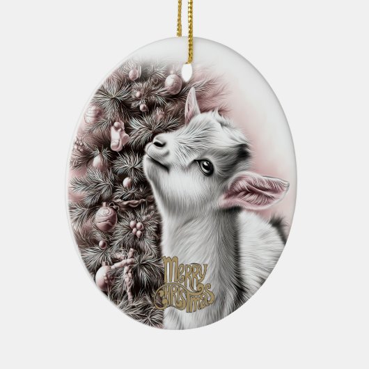 Baby Goat Christmas 1 and YOUR PHOTO Keramisch Ornament (Rechts)