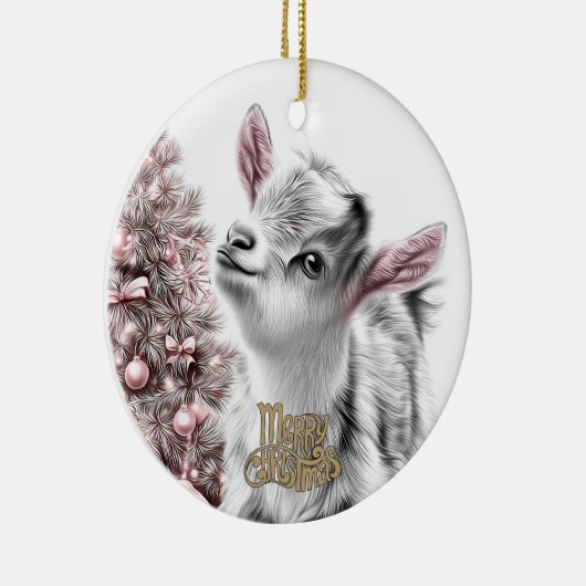 Baby Goat Christmas 20 and YOUR PHOTO Keramisch Ornament (Rechts)