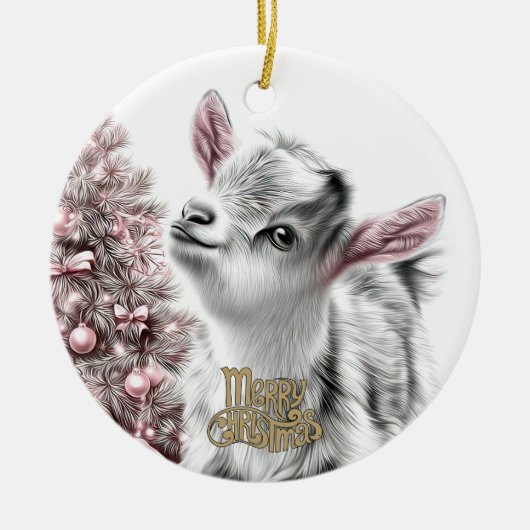 Baby Goat Christmas 20 and YOUR PHOTO Keramisch Ornament (Voorkant)