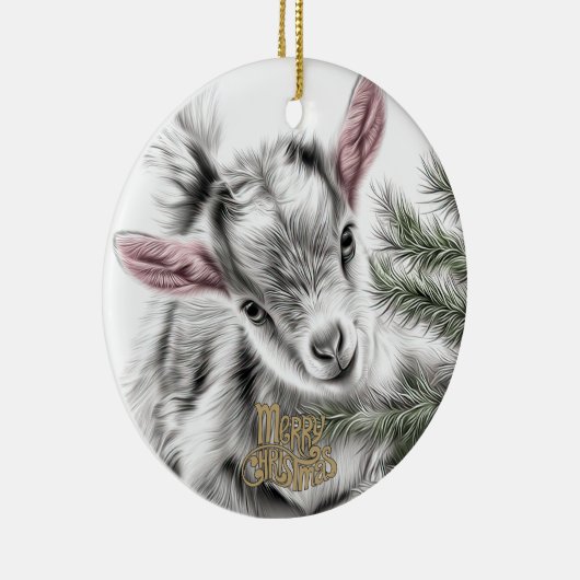 Baby Goat Christmas 3 and YOUR PHOTO Keramisch Ornament (Rechts)