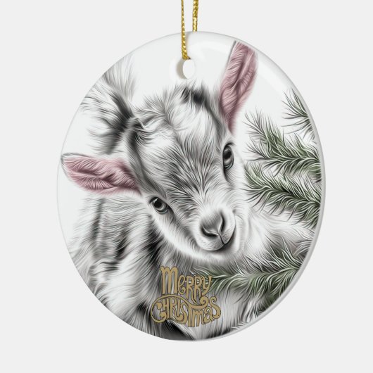 Baby Goat Christmas 3 and YOUR PHOTO Keramisch Ornament (Links)