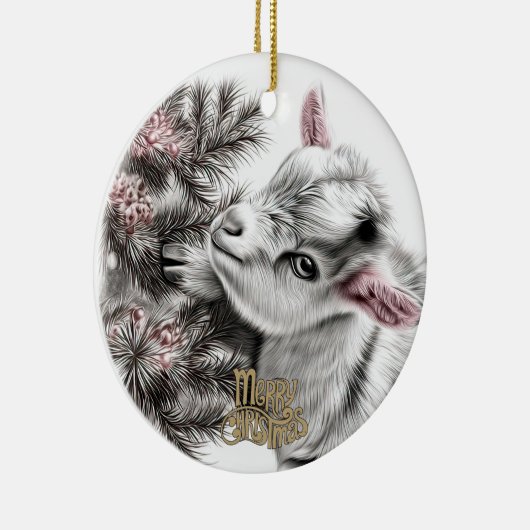 Baby Goat Christmas 4 and YOUR PHOTO Keramisch Ornament (Rechts)