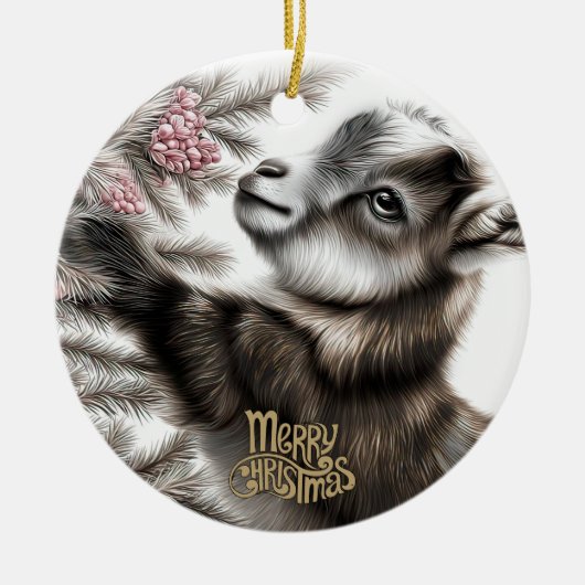 Baby Goat Christmas 6 and YOUR PHOTO Keramisch Ornament (Voorkant)