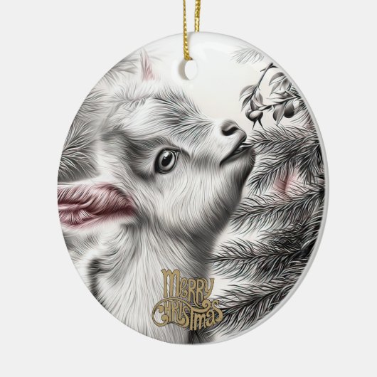 Baby Goat Christmas 7 and YOUR PHOTO Keramisch Ornament (Links)