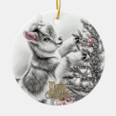 Baby Goat Christmas 8 and YOUR PHOTO Keramisch Ornament (Voorkant)