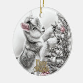 Baby Goat Christmas 8 and YOUR PHOTO Keramisch Ornament (Links)