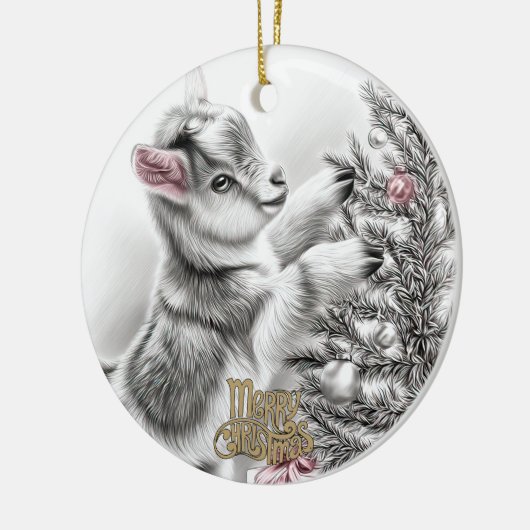 Baby Goat Christmas 8 and YOUR PHOTO Keramisch Ornament (Links)