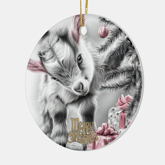 Baby Goat Christmas 9 and YOUR PHOTO Keramisch Ornament (Links)