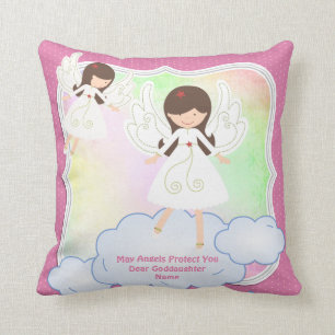 Baby Goddochter Gift Baptism Communion Angel Pink Kussen