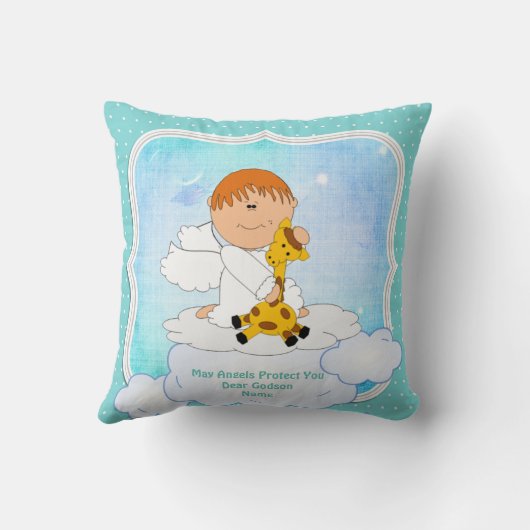Baby Godson Gift Communion Baptism Cute Angel Kussen (Achterkant)