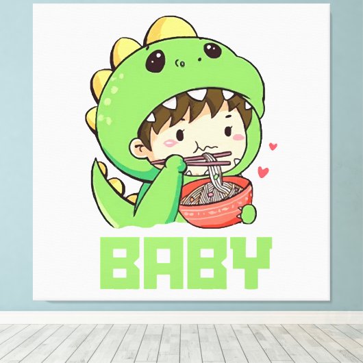 baby Godzilla Canvas Afdruk (Insitu (Houten vloer))