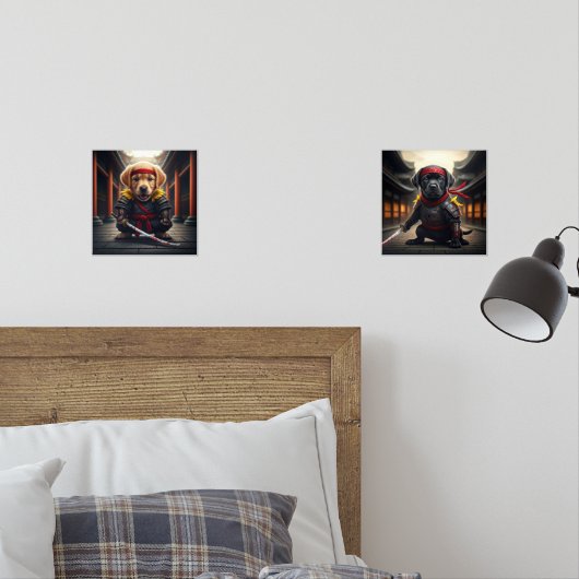 Baby Golden Retriever en zwarte Labrador Ninjas Muurkunst Sets (Slaapkamer)