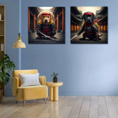 Baby Golden Retriever en zwarte Labrador Ninjas Muurkunst Sets