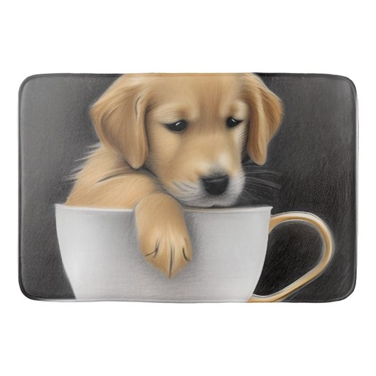 Baby Golden Retriever in een Tea Cup Graphic Badmat (Voorkant)