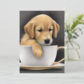 Baby Golden Retriever in een Tea Cup Graphic Bedankkaart (Staand voorkant)