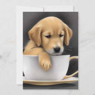 Baby Golden Retriever in een Tea Cup Graphic Bedankkaart