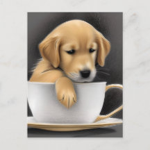 Baby Golden Retriever in een Tea Cup Graphic