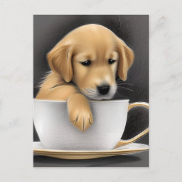 Baby Golden Retriever in een Tea Cup Graphic Briefkaart