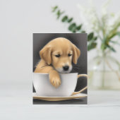 Baby Golden Retriever in een Tea Cup Graphic Briefkaart (Staand voorkant)
