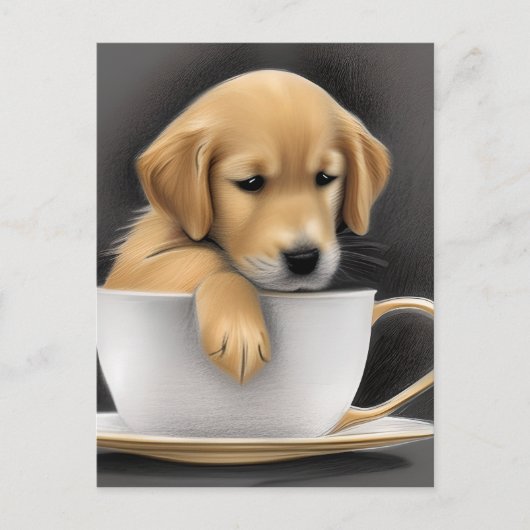 Baby Golden Retriever in een Tea Cup Graphic Briefkaart (Voorkant)