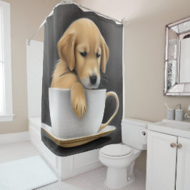 Baby Golden Retriever in een Tea Cup Graphic Douchegordijn