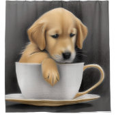 Baby Golden Retriever in een Tea Cup Graphic Douchegordijn (Voorkant)