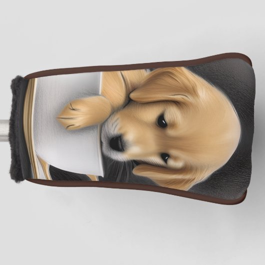 Baby Golden Retriever in een Tea Cup Graphic Golfheadcover (Voorkant)