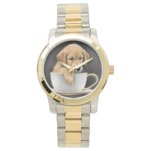 Baby Golden Retriever in een Tea Cup Graphic Horloge