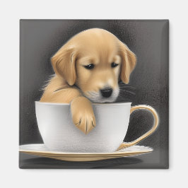 Baby Golden Retriever in een Tea Cup Graphic Magneet