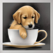 Baby Golden Retriever in een Tea Cup Graphic