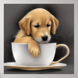Baby Golden Retriever in een Tea Cup Graphic Poster