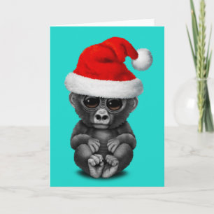 Baby Gorilla die een Santa Hat droeg Feestdagen Kaart