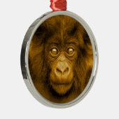 Baby Gorilla Sepia Kleur Kerstversiering Metalen Ornament (Rechts)