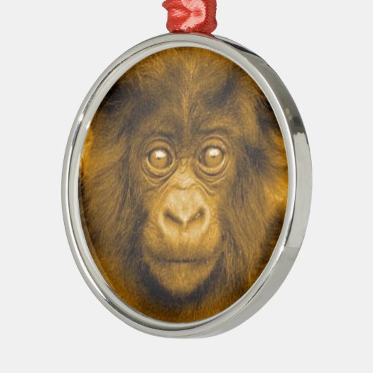Baby Gorilla Sepia Kleur Kerstversiering Metalen Ornament (Links)