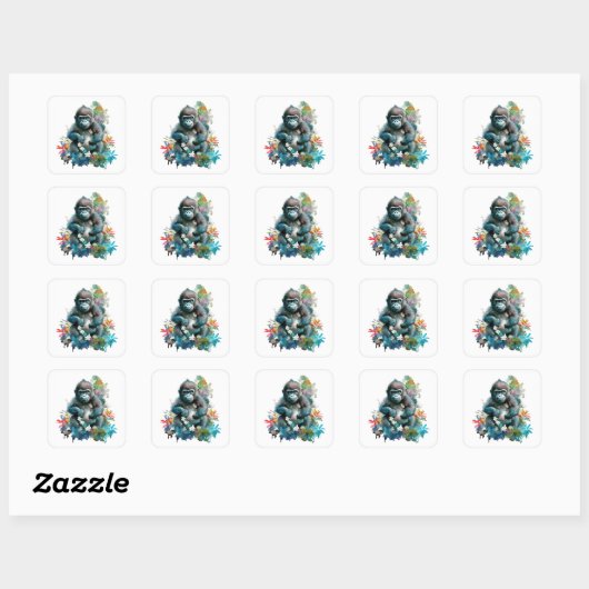 Baby Gorilla Square Sticker (Vel)
