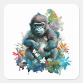 Baby Gorilla Square Sticker (Voorkant)