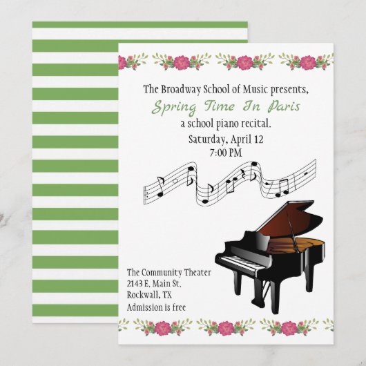 Baby Grand en Flowers Piano Overweging Kaart (Voorkant / Achterkant)