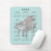 Baby Grand Piano Design 2025 Kalender Mousepad Muismat (Met muis)