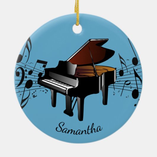 Baby Grand Piano Musical Instrument Design Keramisch Ornament (Achterkant)