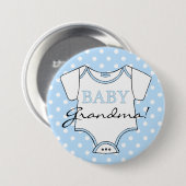 Baby Grandma Blue met witte Stippen Ronde Button 7,6 Cm (Voorkant /achterkant)