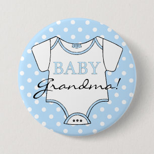 Baby Grandma Blue met witte Stippen Ronde Button 7,6 Cm